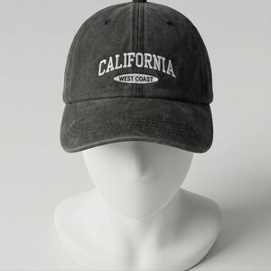 Woman And Men California West Coast Embroidered Baseball Cap - Black Washed